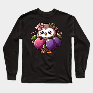 Plum Owl Paradise: Whimsical Nature-Inspired Design Long Sleeve T-Shirt